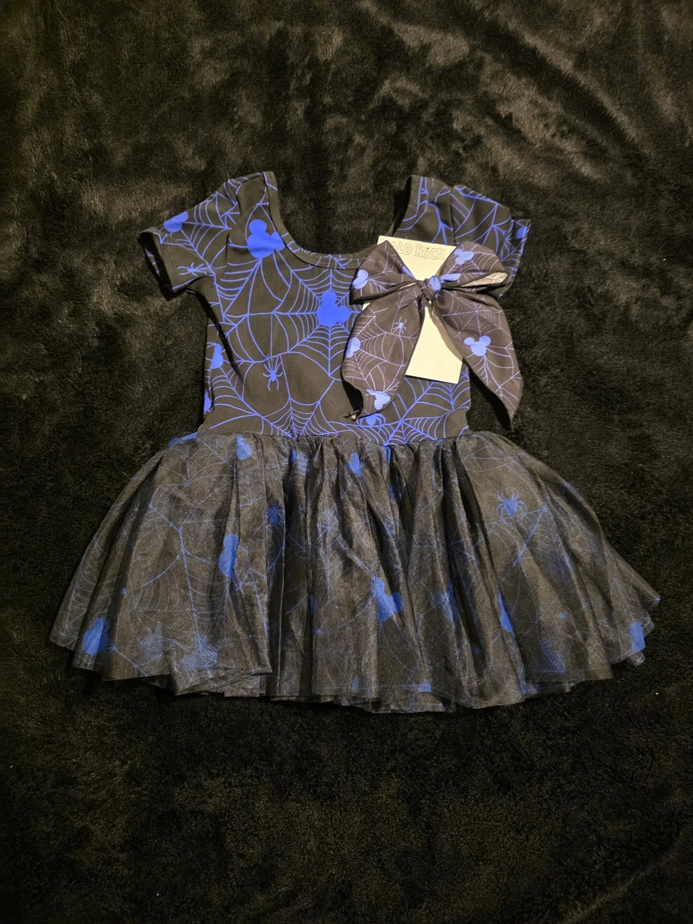 Girls Mickey Spiderweb Tulle Halloween Skirted Leo with Bow